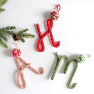 Personalized Knitted Wire Initial Ornament with Pom Pom | Children and Baby Bedroom, Christmas Tree Ornament, Keychain