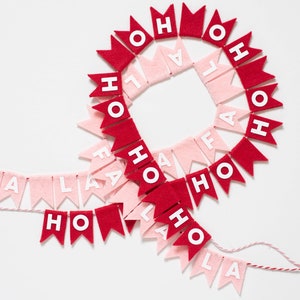 Christmas Mini Fa La La or Ho Ho Ho Pink and Red Flag Garland