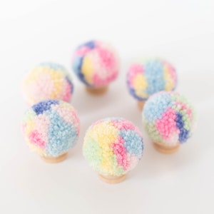 Pastel Rainbow Pom Pom Knob for Nursery Girls Bedroom Decor image 4