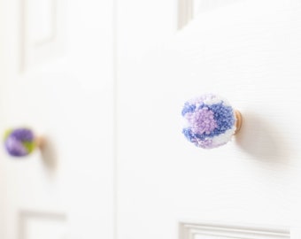 CUSTOM Tie Dye Pom Pom Dresser Drawer Cabinet Pulls - Boho Nursery & Bedroom Decor