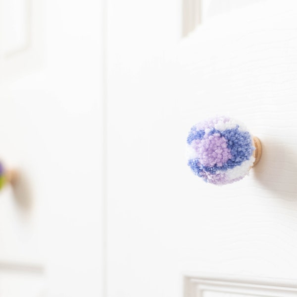 CUSTOM Tie Dye Pom Pom Dresser Drawer Cabinet Pulls - Boho Nursery & Bedroom Decor