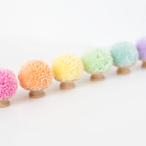 CUSTOM SOLID Pom Pom Dresser Drawer Cabinet Pulls for Nursery and Boho Bedroom Decor image 5