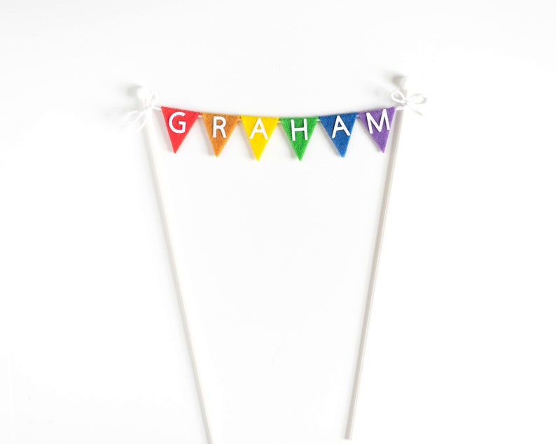 Personalized Triangle Felt Flag Cake Topper First Birthday, Graduation, & More image 8