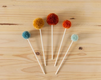 CUSTOM Pom Pom Cake Topper Picks | First Birthday Cake Party Decor