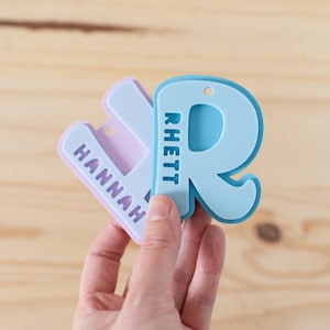 Personalized Groovy Letter Initial Name Gift Acrylic Bag Tag Keychain | Back To School, Kid&#39;s Gift, Custom Keychain