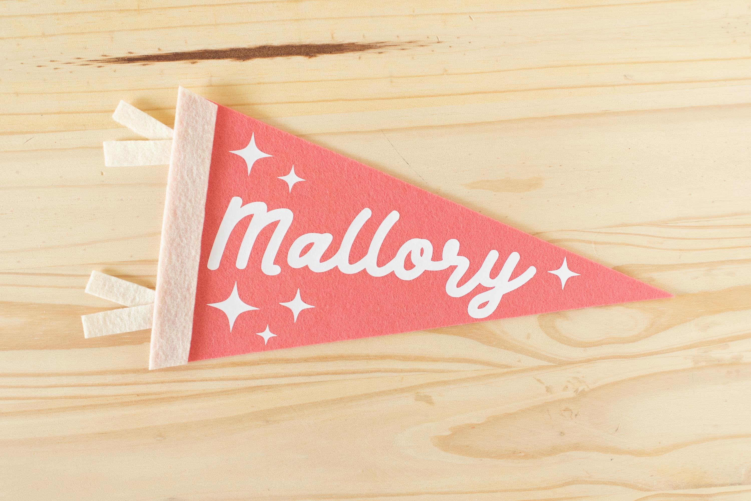 Custom Name Pennant Felt Flag | Nursery Kid's Bedroom Newborn Back to School Dorm Gift Decor | 11" x 8" Long | Choose Your Font & Colors