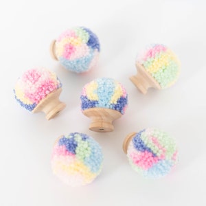 Pastel Rainbow Pom Pom Knob for Nursery Girls Bedroom Decor image 6