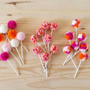 CUSTOM Pom Pom Cupcake Cake Topper Pick Packs | Birthday Party, Graduation & Holidays