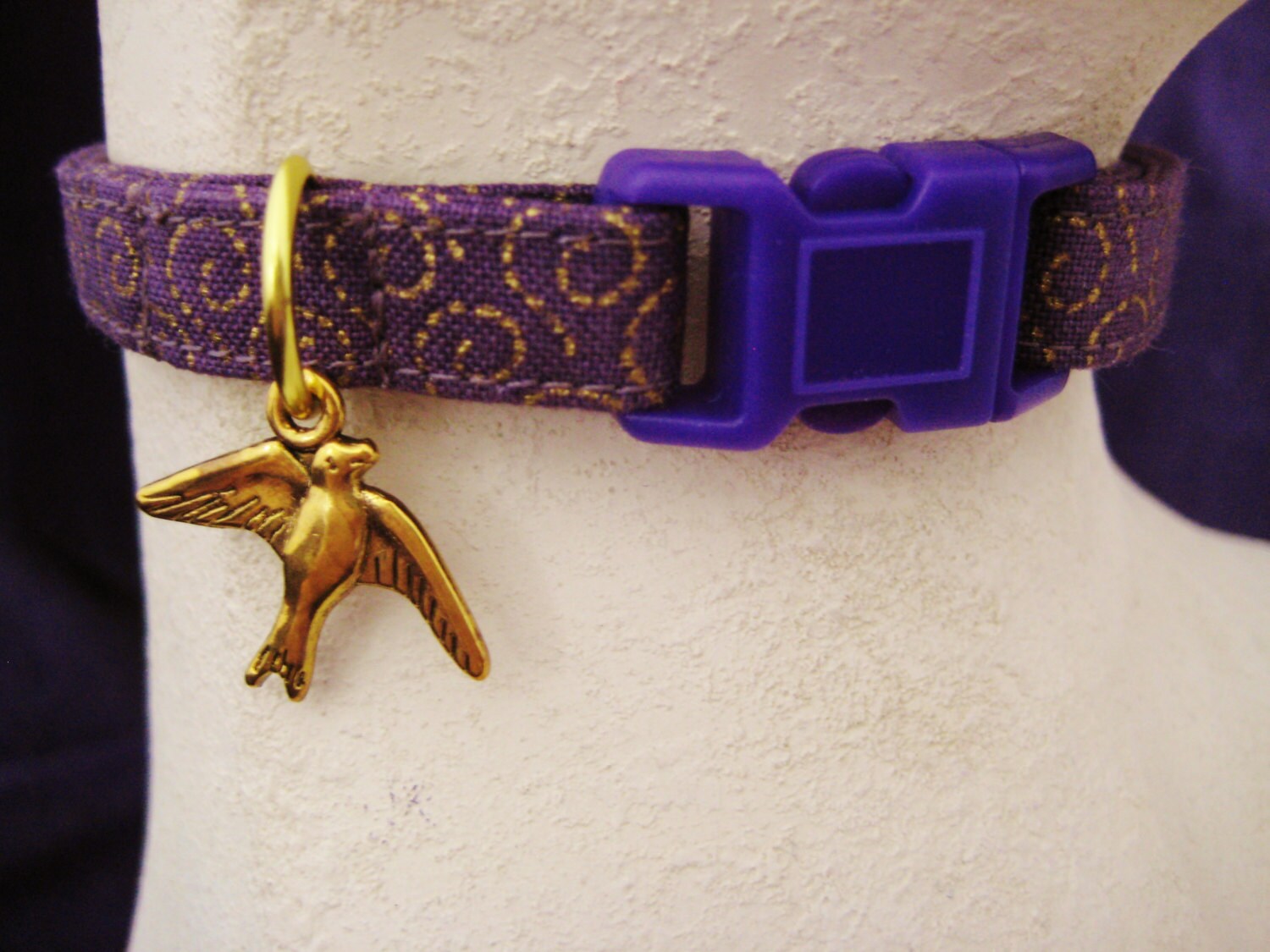 Cat Collar Bastet Egyptian Staff Purple Gold Metallic Etsy