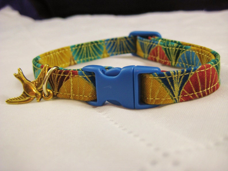 Cat Collar Bastet Egyptian Fan Multicolor Gold Metallic Etsy