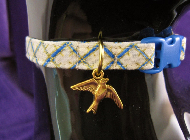 Cat Collar Bastet Egyptian Scepter Blue Gold Metallic Etsy