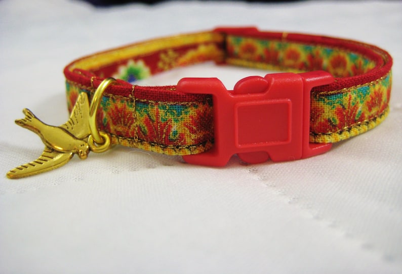 Cat Collar Bastet Egyptian Delta Reeds Red Gold Metallic Etsy