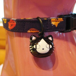 Cat Collar -  Black and Brown Cats with Black Cat Bell - Safety Release collar with Bell for your Special Kitty