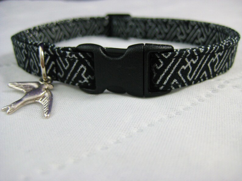 Cat Collar Bastet Egyptian Scepter Black Silver Metallic Etsy