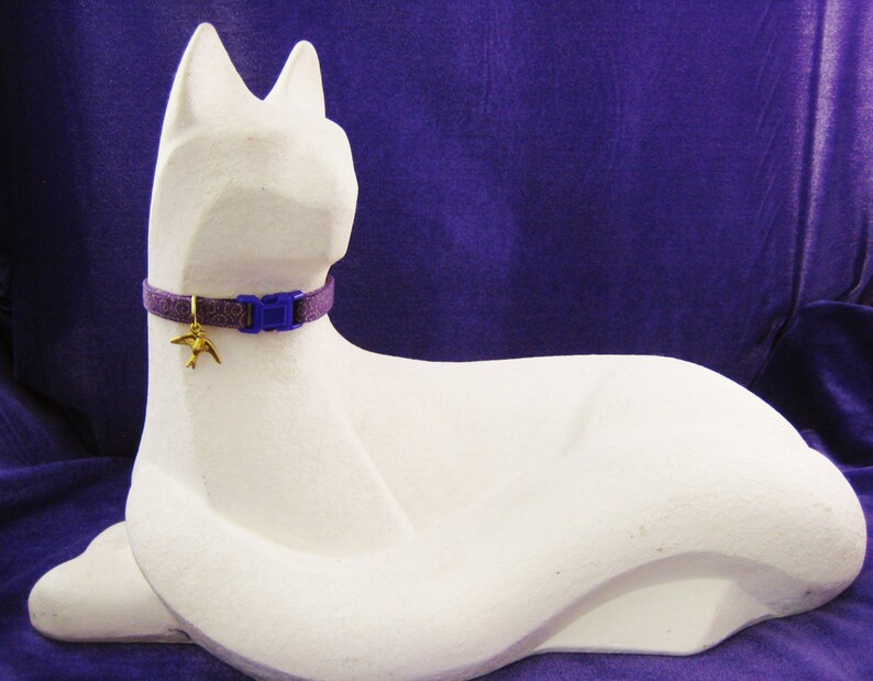 Cat Collar Bastet Egyptian Staff Purple Gold Metallic Etsy