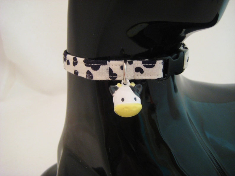 Cat Collar Black and White Cow Print With Cow Bell - Etsy