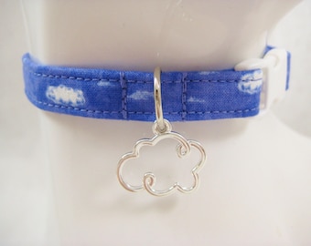 Cat Collar - Purple or Pink Clouds with Purple or Pink Cloud Charms - Safety Release collar for your Special Kitty
