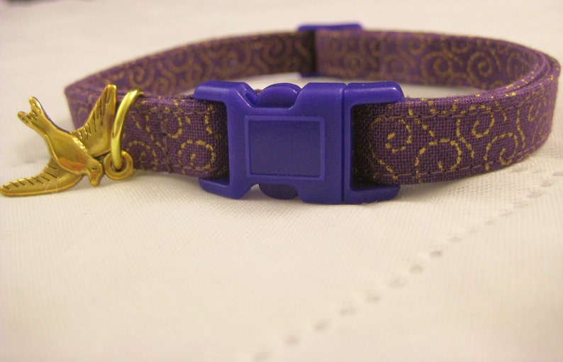 Cat Collar Bastet Egyptian Staff Purple Gold Metallic Etsy