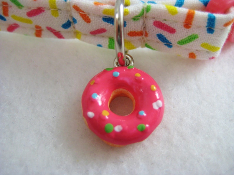 Cat Collar Vanilla Candy Sprinkles with a Pink Donut Charm Safety Release collar for your Special Kitty image 4