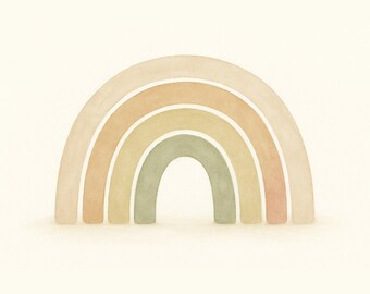 Rainbow Watercolor Print – Pastel Wall Art | Digital Download for Girls Room or Playroom Decor