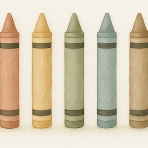 Digital Download Crayon Print – Watercolor Back to School Art