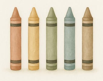 Digital Download Crayon Print – Watercolor Back to School Art