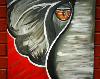 Beautiful Handpainted Alabama Crimson Tide Elephant on 18x24 canvas *Roll Tide*