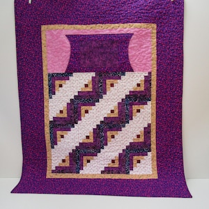 Purple Floral Lap Quilt with Pockets: Wheelchair & Elderly Blanket (33 x 41 inches)