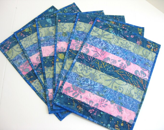 Quilted Placemats, Blue Kitchen Placemats, Set of 6 Etsy