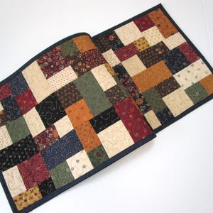 Quilted Table Runner, Scrappy Patchwork Table Runner,  Quilted Farmhouse Table Runner,12 1/2 x 40 inches.