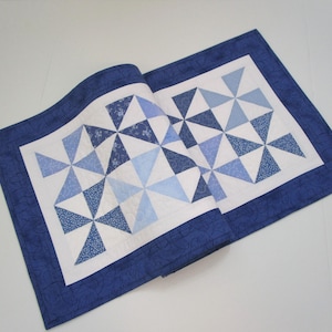 Quilted Table Runner,  Pinwheel Table Runner, Summer Table Runner, Quilted Table Topper, Kitchen Decor, 16 1/2 x 41 3/4 inches.