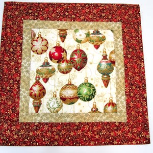 Christmas Quilted Table Topper, Quilted Table Runner, Quilted Winter Table Topper, 15  x 15  inches