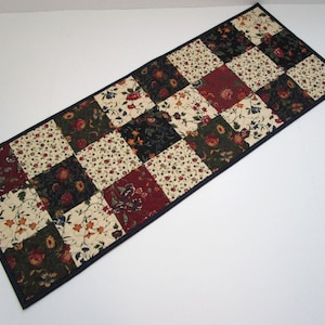 Quilted Patchwork Table Runner, Country Table Topper, Farmhouse Mat, Handmade, (14" x 36")