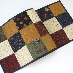 Quilted Table Runner, Patchwork Table Runner Primitive Table Runner, Country Decor, 14 1/4 x 45 1/4 inches.