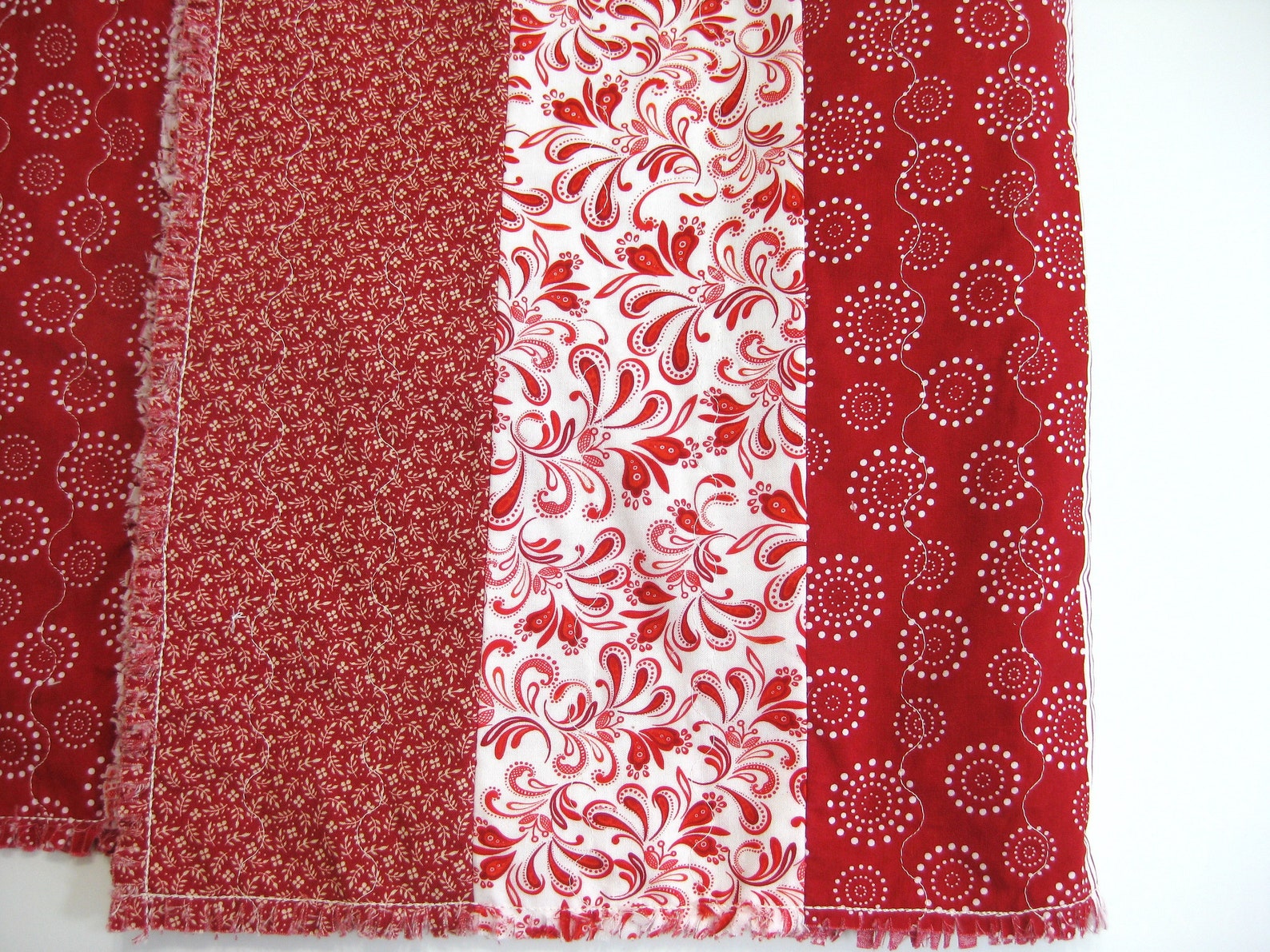 Red Rag Table Runner Quilted Table Runner Table Runner Etsy