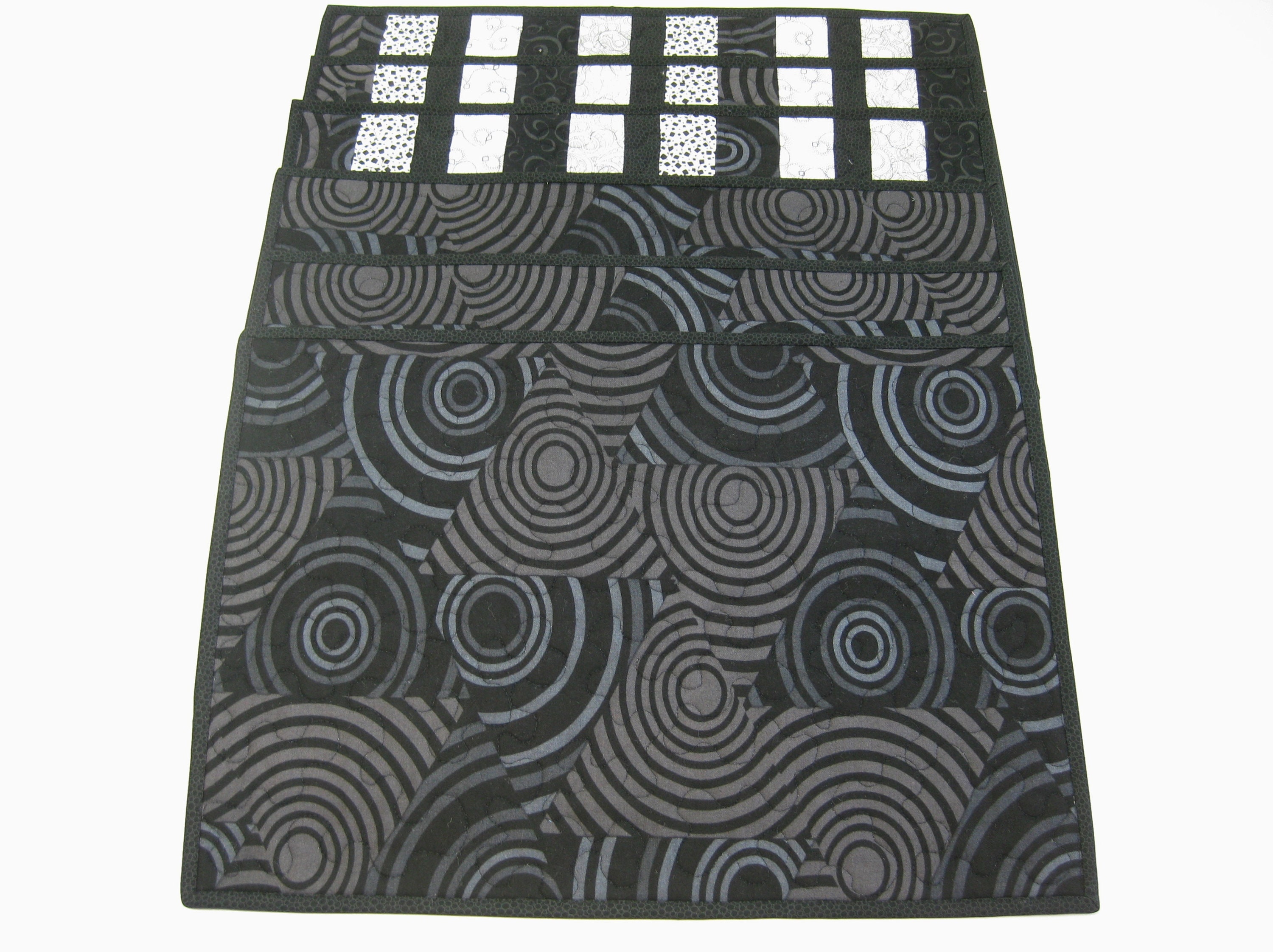 Quilted Placemats Set Of 6 Black Kitchen Placemats Modern Etsy