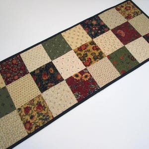 Patchwork Quilted Table Runner, Country Decor, Farmhouse Style (14x36 inches)