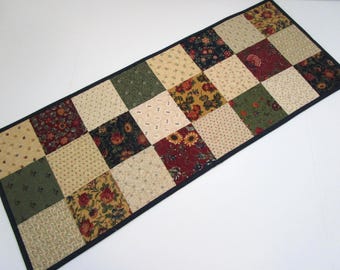 Patchwork Quilted Table Runner, Country Decor, Farmhouse Style (14x36 inches)