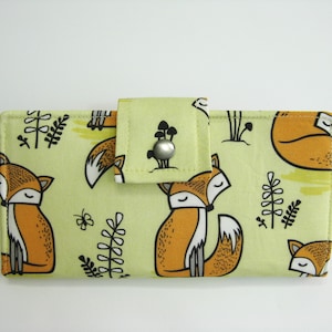 Ladies Wallet, Fox Wallet para mujeres, Clutch de tela, Monedero de tarjeta de crédito