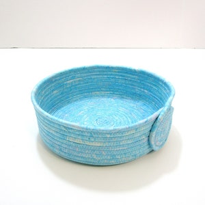 Handcrafted Coiled Fabric Bowl, Fabric Basket, Cotton Rope Bowl Fiber Art Bowl, Coiled Rope Basket, Top Diameter 7 1/2 inches.