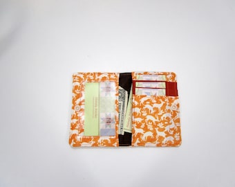 Billetera pequeña naranja, Billetera de tela, Billetera vegana, Billetera mini