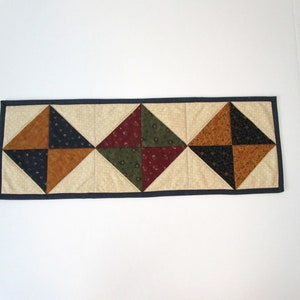 Handmade Quilted Table Runner: Country Patchwork, 7.5 x 21.5 inches