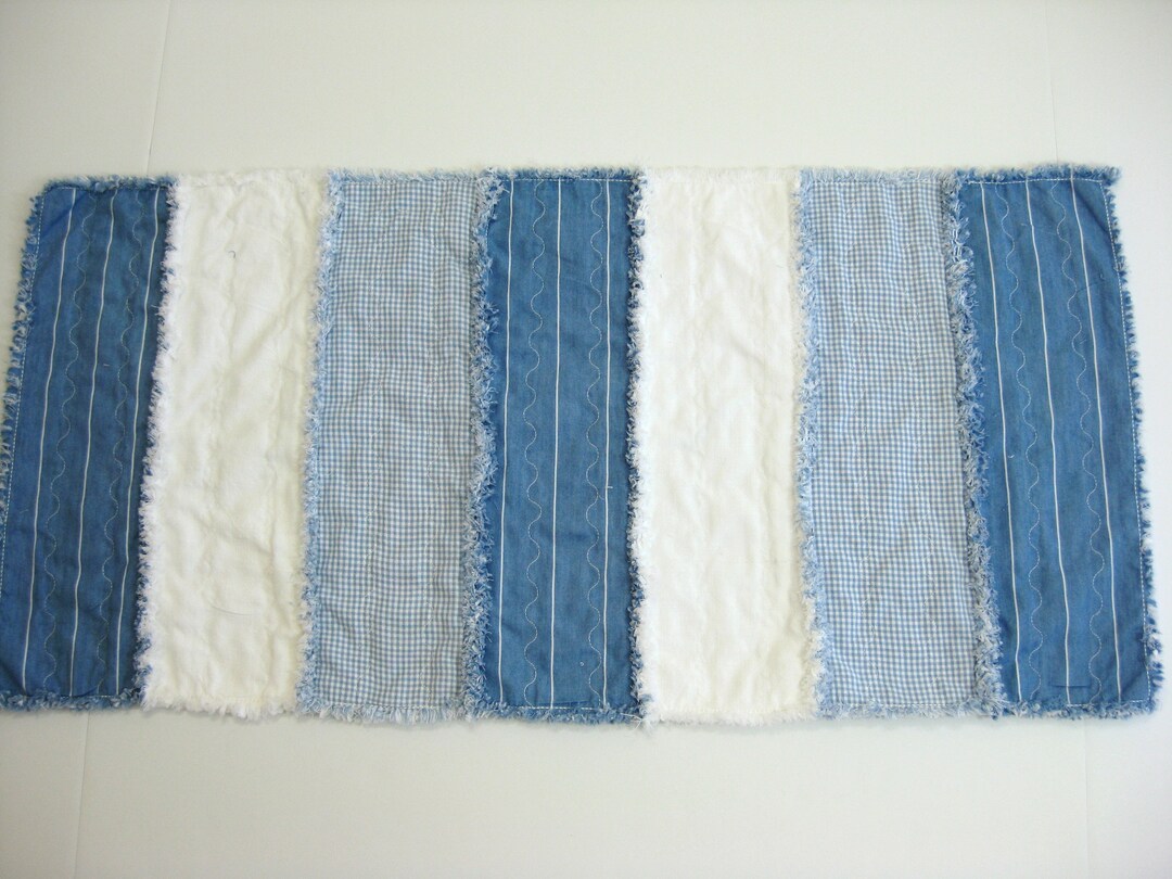 Denim Rag Table Runner Quilted Table Runner, Blue Rag Table Runner - Etsy