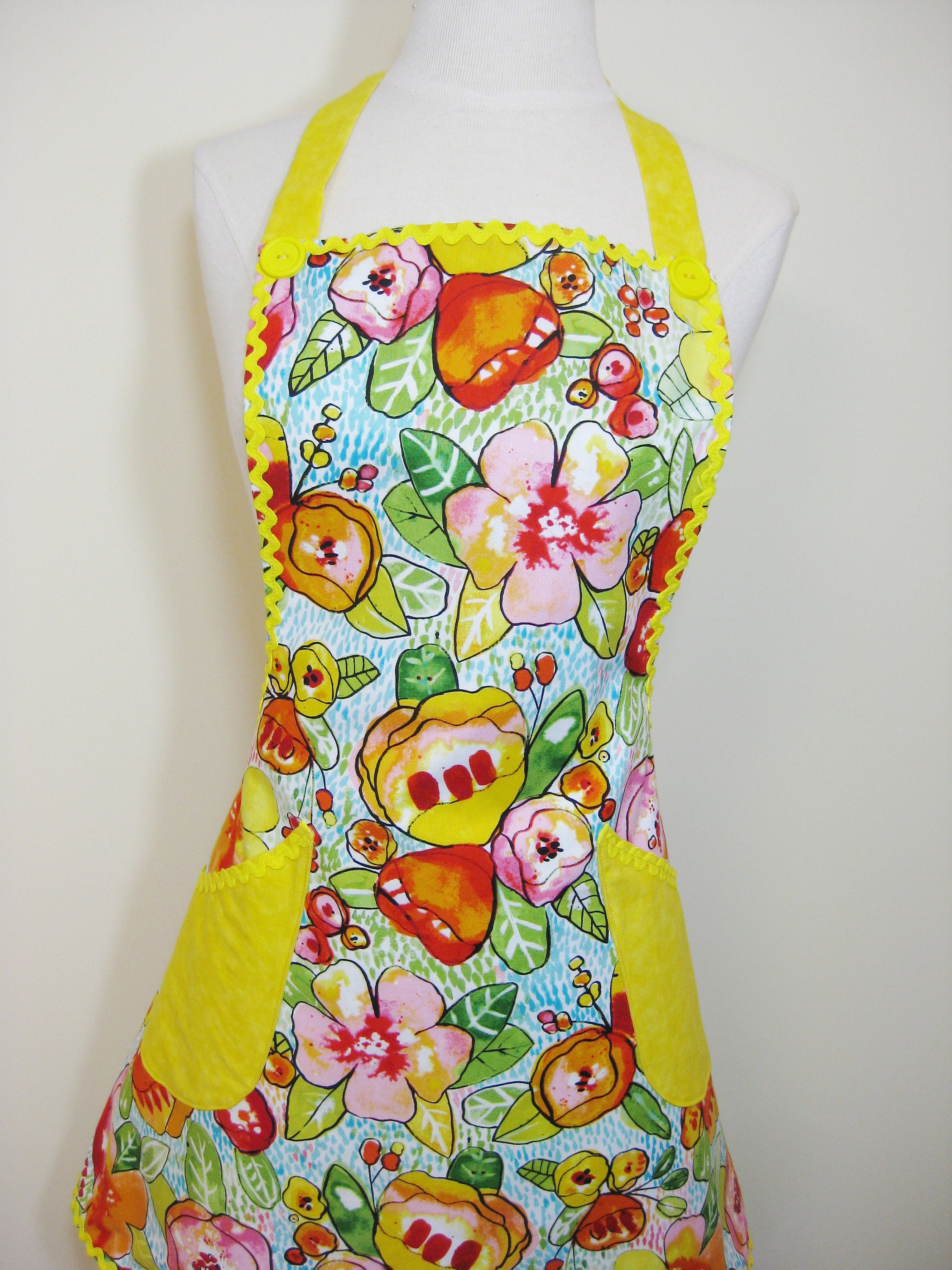 Floral Retro Apron for Women Apron with Pockets Etsy