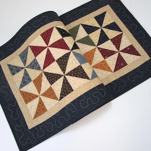 Quilted Table Runner, Pinwheel Table Runner, Farmhouse Table Runner, Table Runner, 16 1/2 x 42 inches.