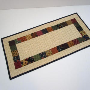 Quilted Table Runner: Country Farmhouse Decor, Scrappy Table Mat,(14 1/2" x 30")