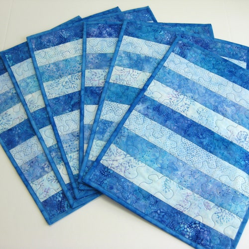 Set of 6pieces Cotton Quilted Placemats Handmade Pastel Etsy