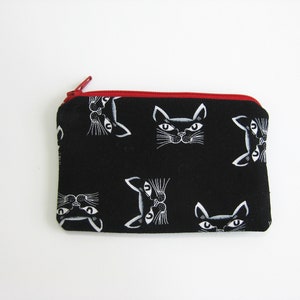 Cat Zipper Pouch, Coin Purse, Cosmetic Bag, Black Small Pouch