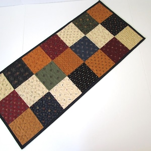 Quilted Table Runner, Farmhouse Patchwork Table Runner, Country Table Runner, 14 x 31 1/2  inches