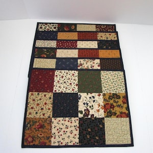 Set of 6 Quilted Patchwork Placemats: Floral Country Decor (14" x 18.5")